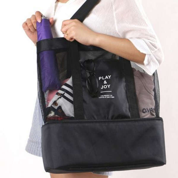 Mesh Beach Bag with Detachable Insulated Cooler