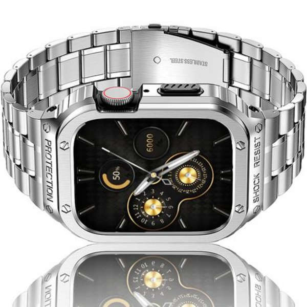 LOBO Stainless Steel Case with Integrated Straps for Apple Watch 45/44mm