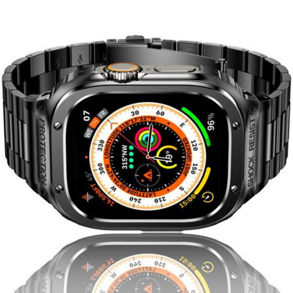 LOBO Stainless Steel Case with Integrated Straps for Apple Watch 45/44mm