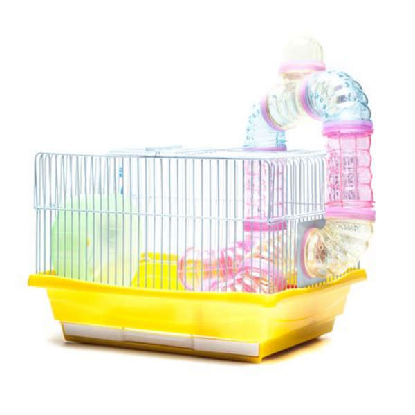 YOUDA Yellow Hamster Cage with Accessories (35cm X 28cm X 23cm)