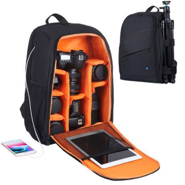 PULUZ Camera Backpack. Waterproof, Scratch-proof with Rain Cover (Black)