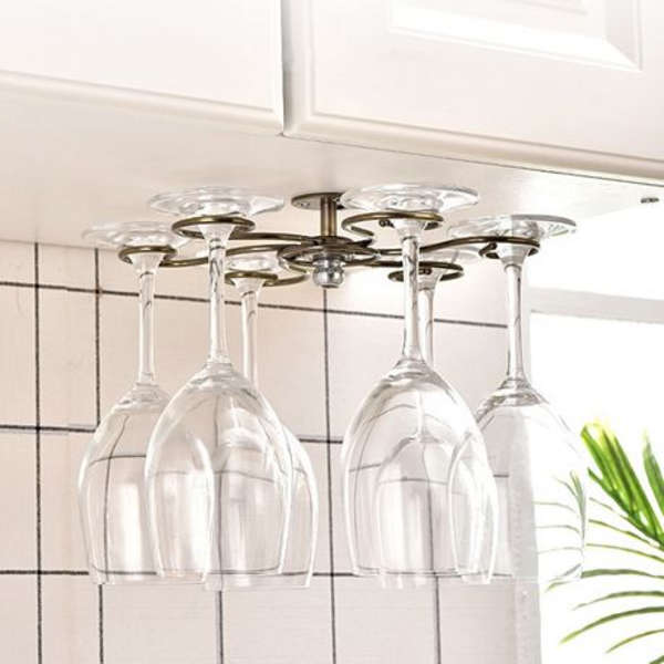 Electroplated Wine Glass Hanging Rack (Undershelf Screw-On) - Bronze