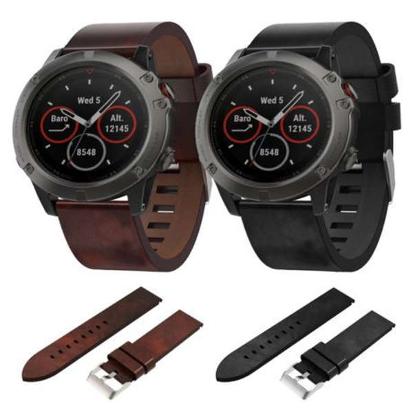 LOBO 26mm Vegan Leather &amp; Polyurethane Watch Strap For Garmin - Small/Medium - Black