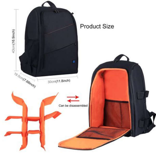 PULUZ Camera Backpack. Waterproof, Scratch-proof with Rain Cover (Black)