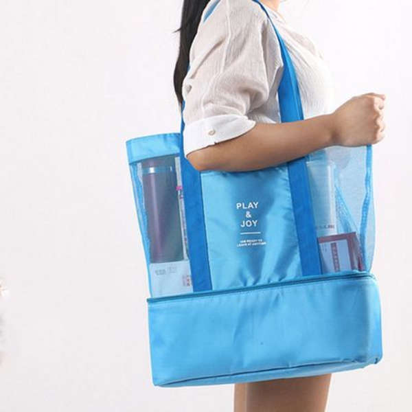 Mesh Beach Bag with Detachable Insulated Cooler