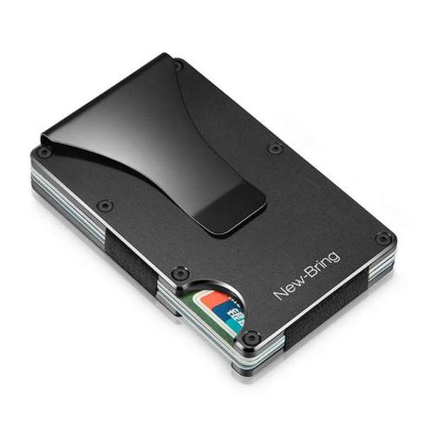 New-Bring Aluminium Minimalist Card Holder &amp; Money Clip RFID Blocking