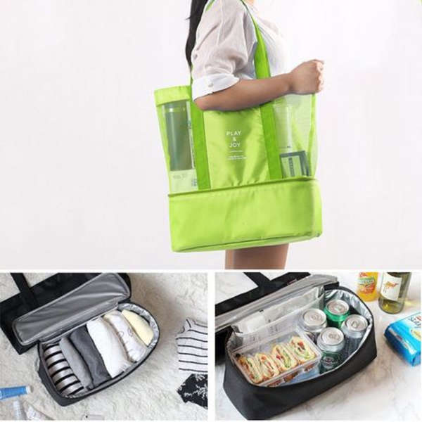 Mesh Beach Bag with Detachable Insulated Cooler