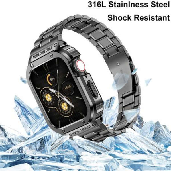 LOBO Stainless Steel Case with Integrated Straps for Apple Watch Ultra 49mm