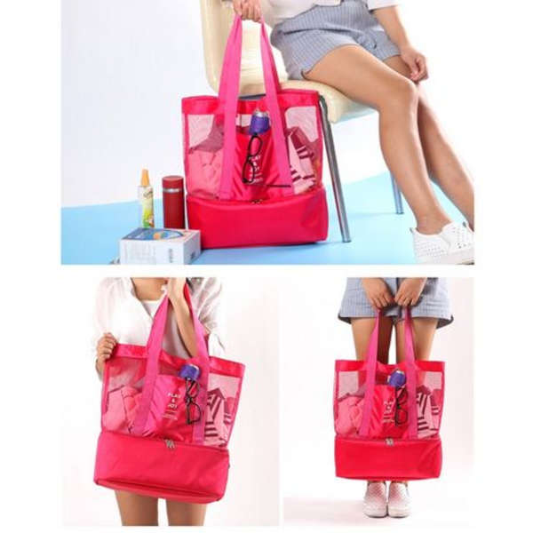 Mesh Beach Bag with Detachable Insulated Cooler