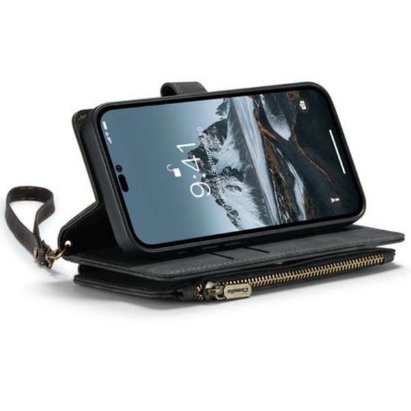 CaseMe Vegan Leather Wallet Cover for iPhone 14 Series (Black)