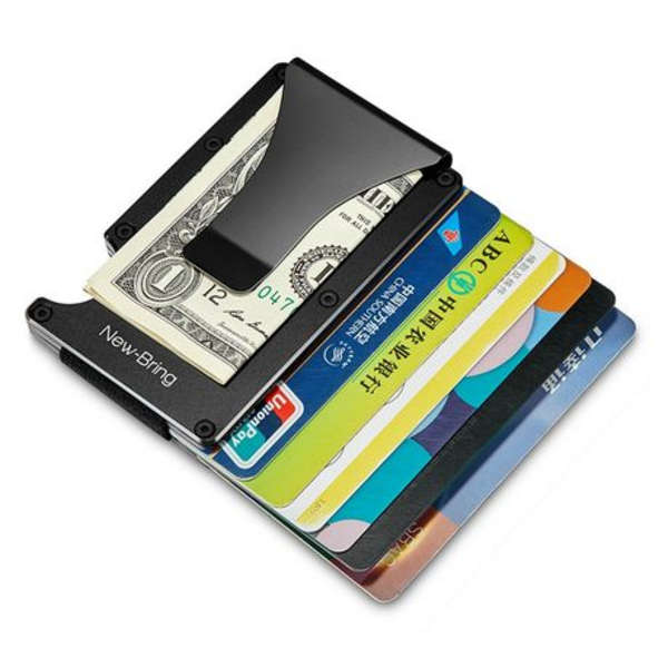 New-Bring Aluminium Minimalist Card Holder &amp; Money Clip RFID Blocking