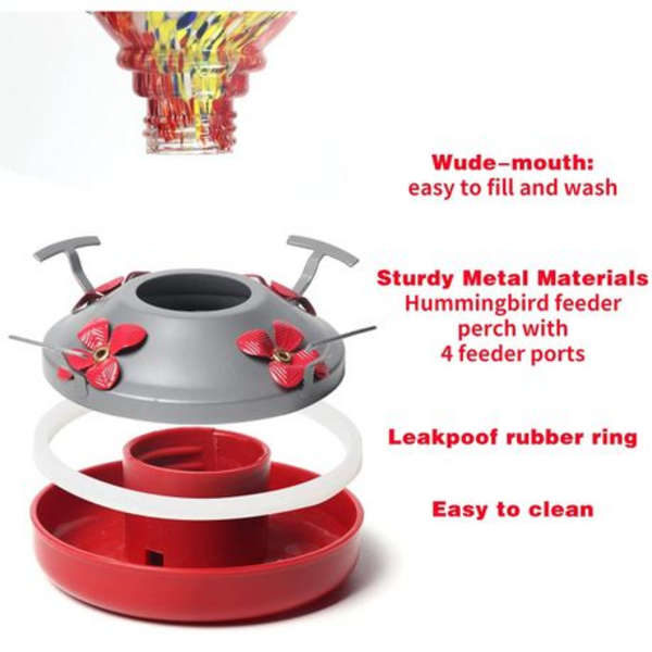 Hand Blown Glass Hummingbird Feeder (1000ML)