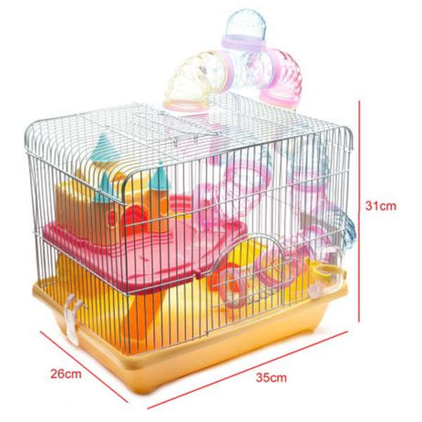 YOUDA Yellow Hamster Cage With Accessories (35cm X 31cm X 26cm)