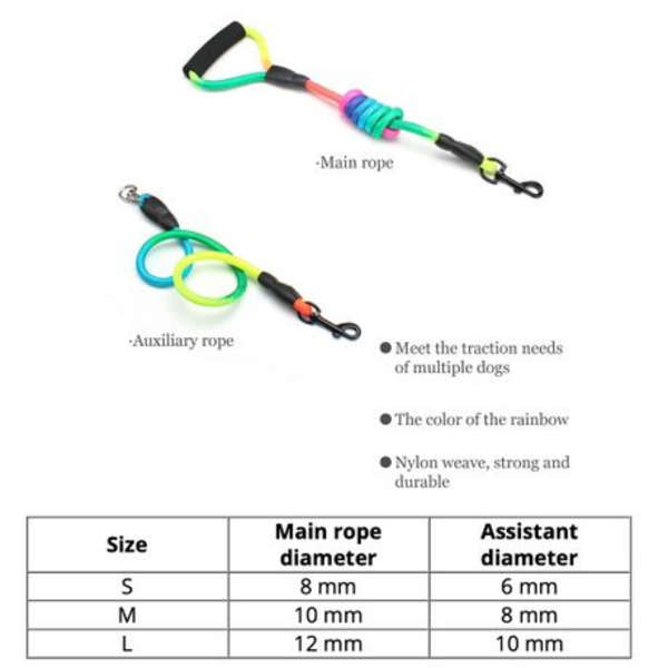 Pets Dogs Leash Nylon Detachable Double Lead