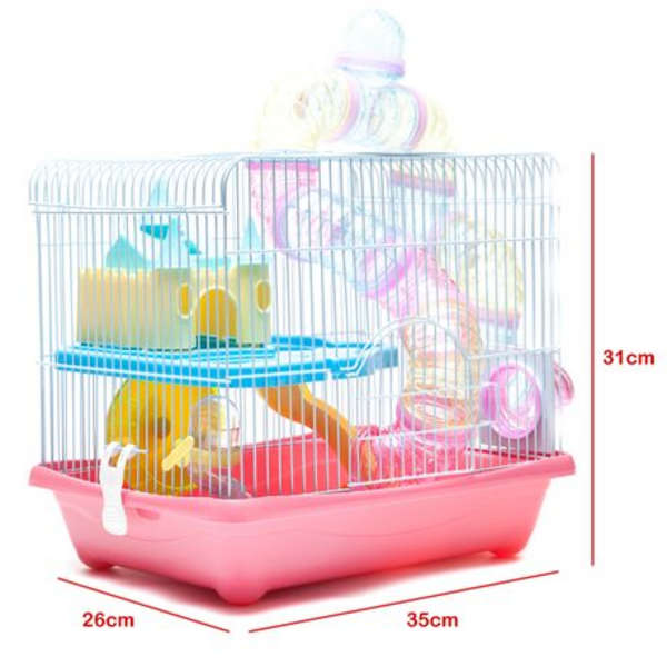YOUDA Pink Hamster Cage with Accessories (35cm X 31cm X 26cm)
