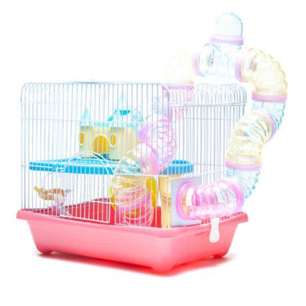 YOUDA Pink Hamster Cage with Accessories (35cm X 31cm X 26cm)