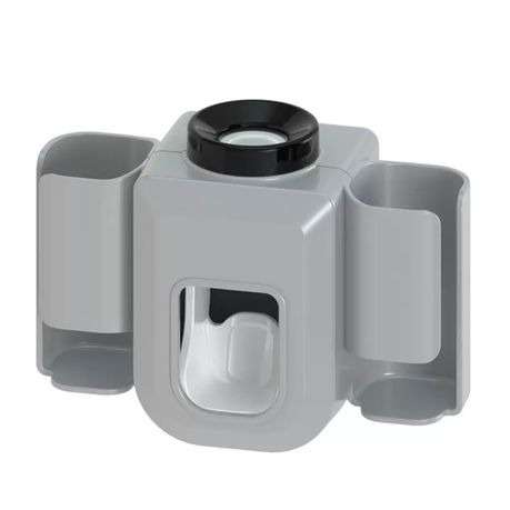 Toothbrush Holder And Toothpaste Dispenser Set - Grey