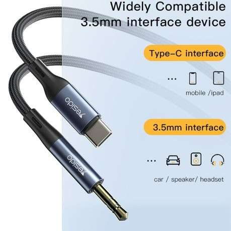 Yesido YAU36 Type-C to 3.5mm AUX Audio Adapter Cable