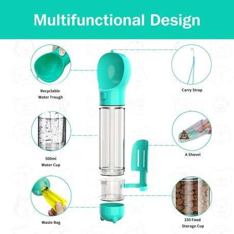 4 in 1 Portable Pet Water Feeder for Small Dogs and Cats