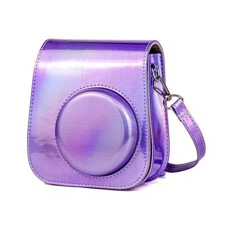 Metallic PU Leather Case for FUJIFILM Instax Mini 11 (With Strap) - Purple