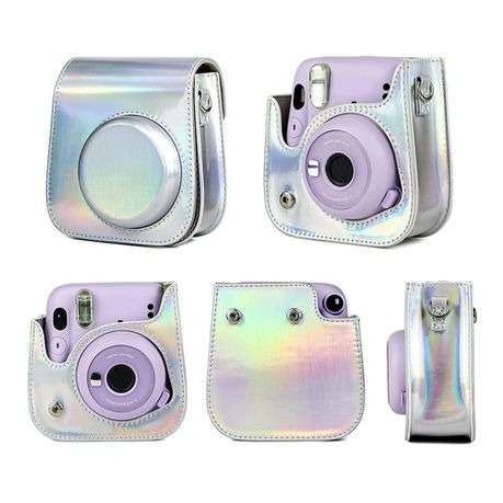 Metallic PU Leather Case for FUJIFILM Instax Mini 11 (With Strap) - Purple