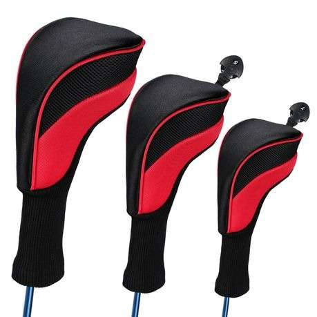 Golf Head Covers 3 Piece - Black, Red