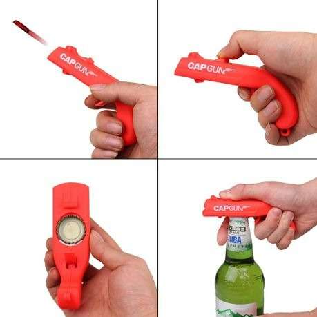 Cap Gun Bottle Launcher Shooter Beer Opener - Red