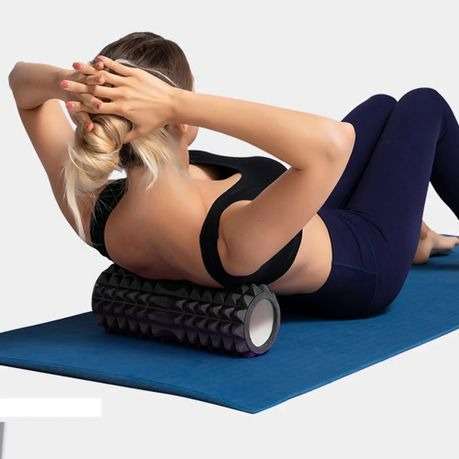 3 In 1 Fitness Pilates Foam Roller Yoga Column Massage Ball Set-Black