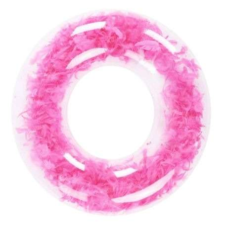 Thickened Transparent Feather PVC Inflatable Swimming Ring 70cm - Pink