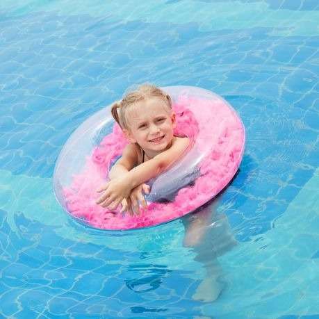 Thickened Transparent Feather PVC Inflatable Swimming Ring 70cm - Pink