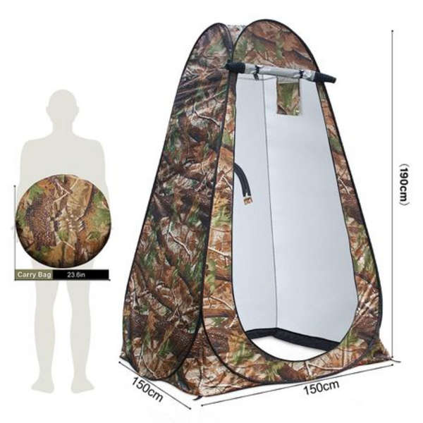 Pop-Up Camping Shower Tent With Toilet &amp; 2 Sun Showers (150 x 150 x 190CM)