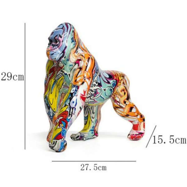 Walking Gorilla Resin Ornament - Graffiti - 29x16x27.5cm