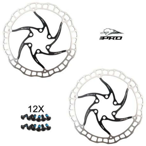 IIIPRO 180mm 6-Bolt Bicycle Disc Brake Rotor (Select Colour) - 2 Pack
