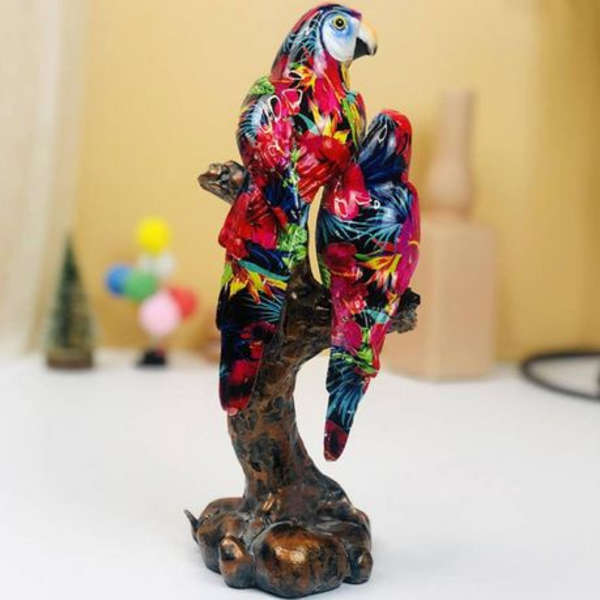 Parrot Pair Resin Ornament (23.5x9.5x10cm)