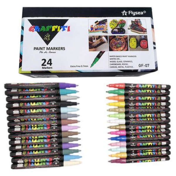 24 Flysea Graffiti Paint Markers (Extra Fine Tip 0.7mm)