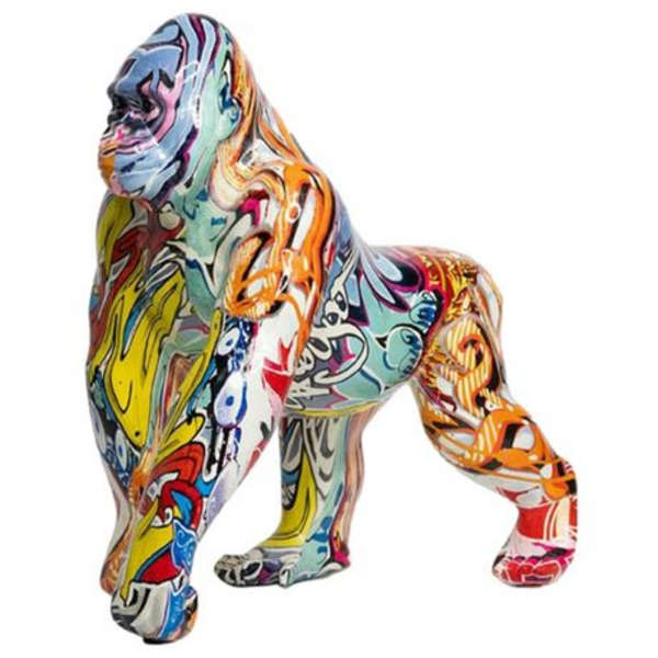 Walking Gorilla Resin Ornament - Graffiti - 29x16x27.5cm