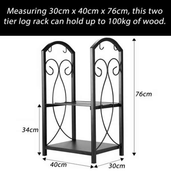 Designer Log Holder With 4 Piece Fireplace Toolset