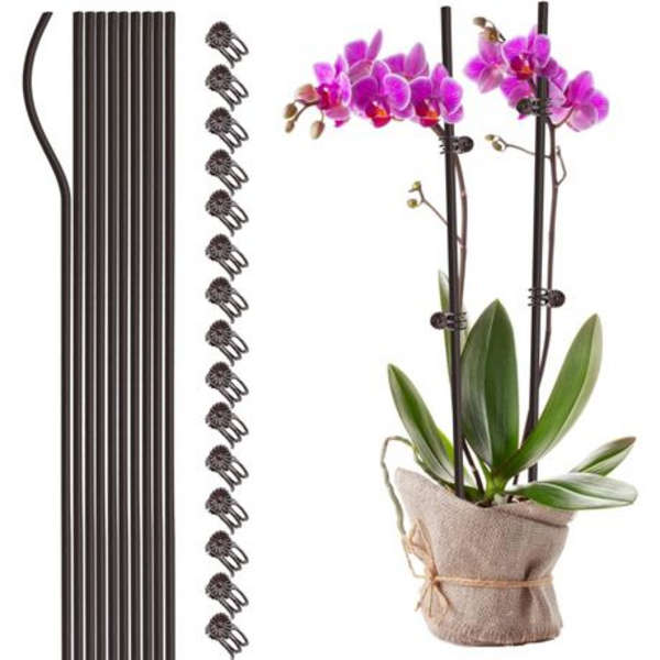 30 Plastic Coated Orchid Stakes(90cm) &amp; 100 Clips