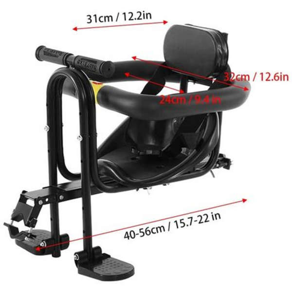 Front Mounted Bicycle Safety Seat for Children - Black
