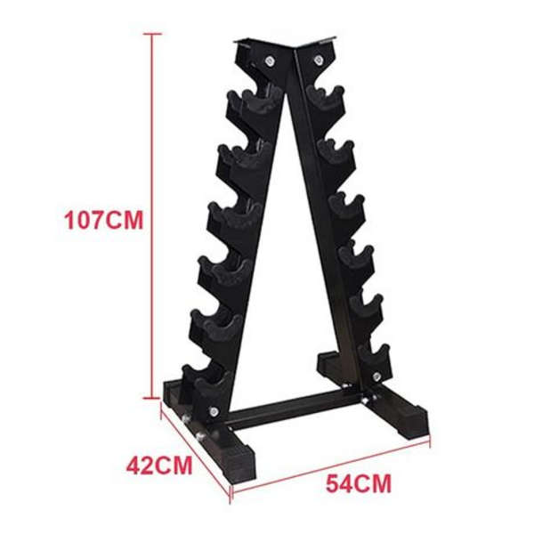 6 Tier Dumbbell Rack - 107cm A-Frame - Black