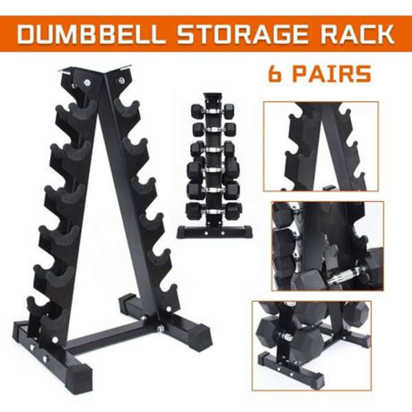 6 Tier Dumbbell Rack - 107cm A-Frame - Black