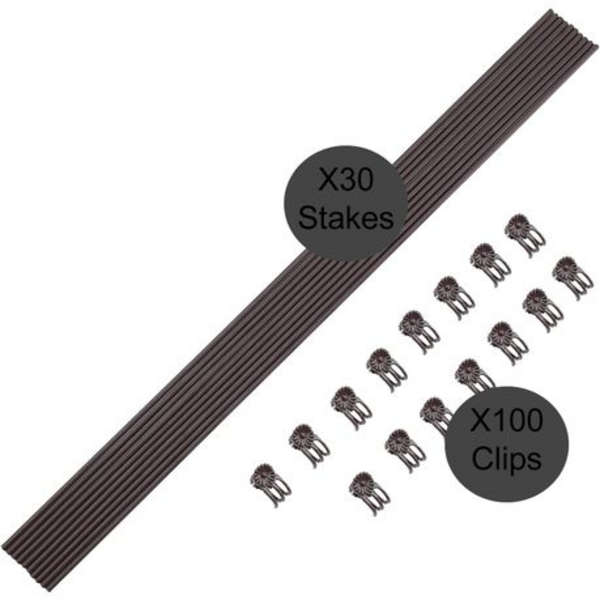 30 Plastic Coated Orchid Stakes(90cm) &amp; 100 Clips