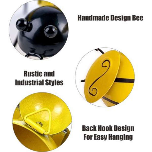 4 Piece Metal Bumble Bee Garden Ornaments