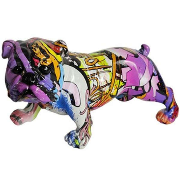 English Bulldog Resin Ornament - Graffiti - (14x25x12cm)