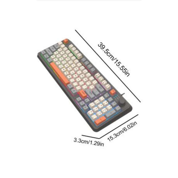 K82 Wired LED Gaming Keyboard With Rotatable Multimedia Function Keys - Grey, White