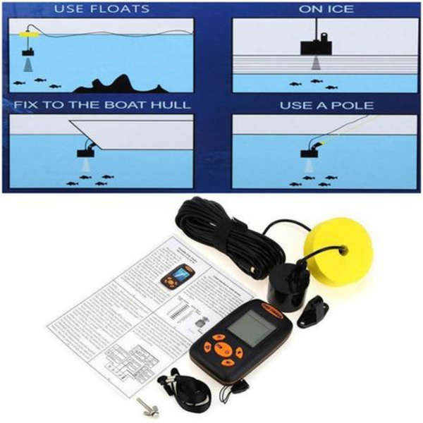 Wired Sonar Transducer &amp; LCD Fish Finder Display