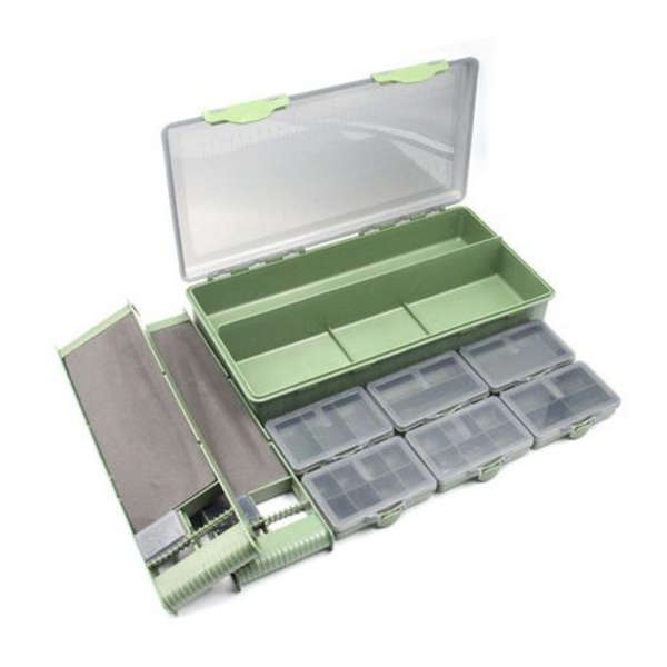 9 Piece Carp Fishing Tackle Box with 2 Rig Holders &amp; 28 Pins