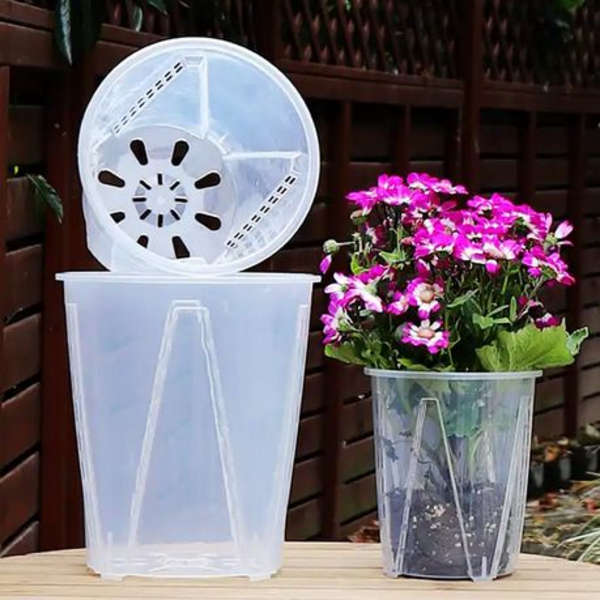 Clear Plastic Orchid/Aroid Pots Set of 4 (Choose Your Size)