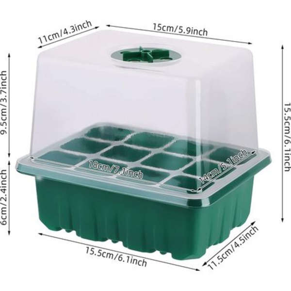 5 Pack - High Dome Seed Starter Tray Kit with Humidity Control Vents