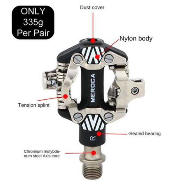 Meroca SPD Mountain Bike Pedals with Cleats (330g)